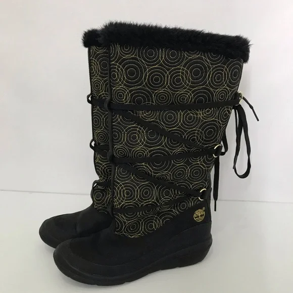 Timberland Women's Black and Gold Circle Pattern Boots - Picture 3 of 11